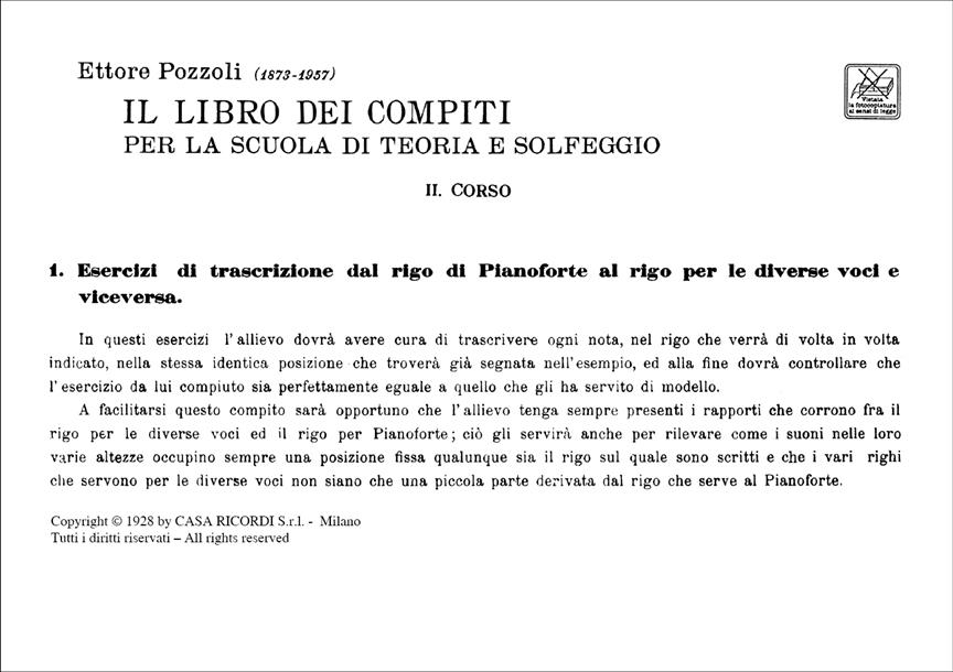 Libro Dei Compiti Per La Scuola Di Teoria E - Fascicolo II